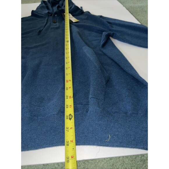 Chaps NWT Terry Hoodie Sweatshirt, Medium, Blue, Button Large - Picture 1 of 8